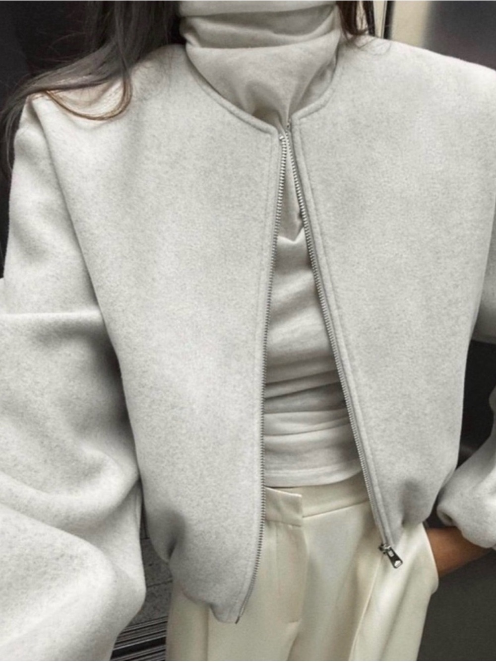 Zara Light Grey Bomber Jacket size XS